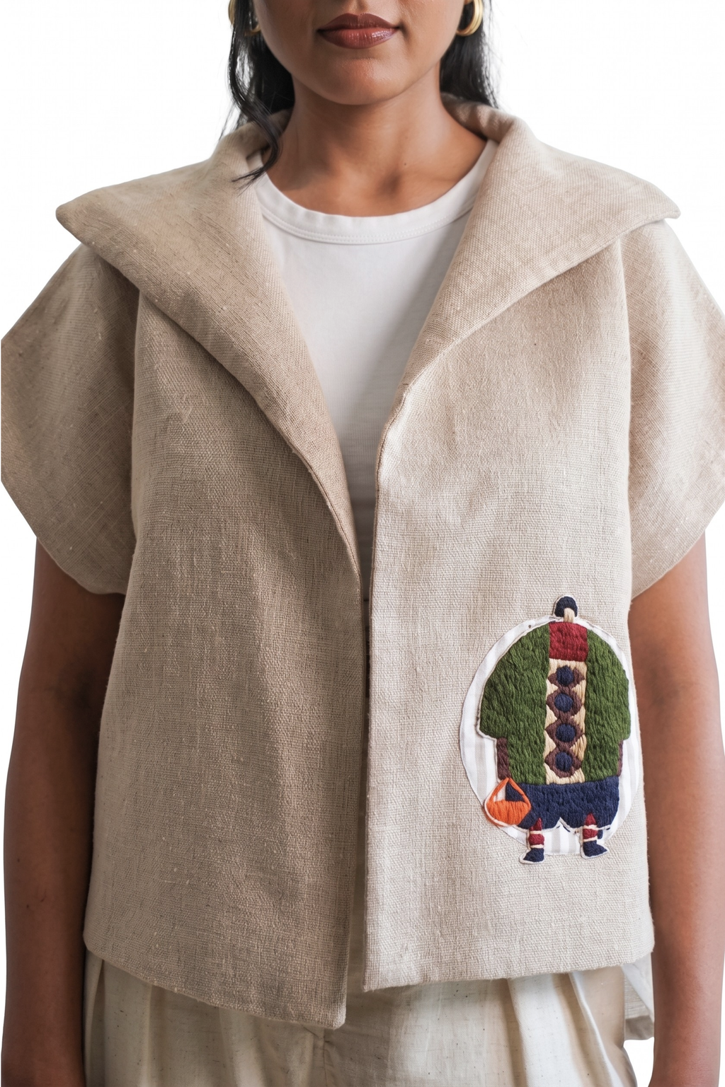 The Everyday Embroidered Soul Jacket Cape (Green Motif)