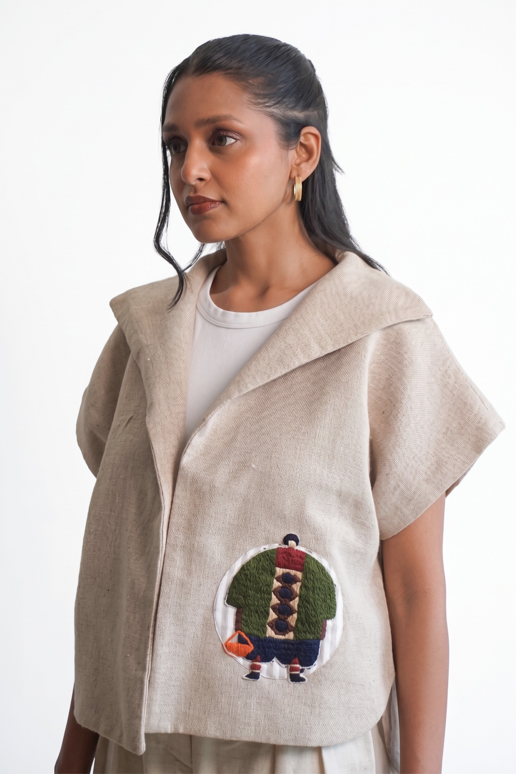 The Everyday Embroidered Soul Jacket Cape (Green Motif)