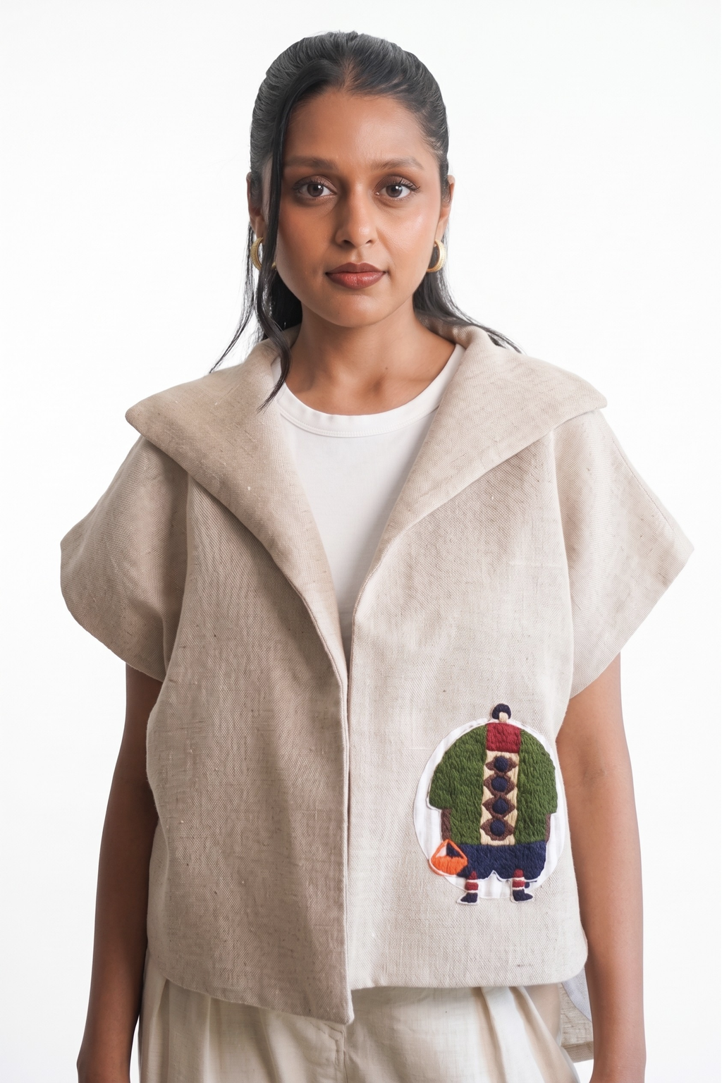 The Everyday Embroidered Soul Jacket Cape (Green Motif)