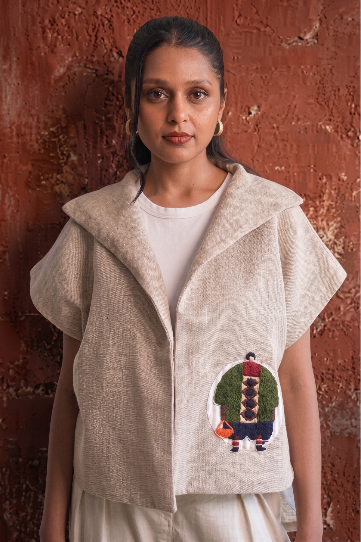 The Everyday Embroidered Soul Jacket Cape (Green Motif)