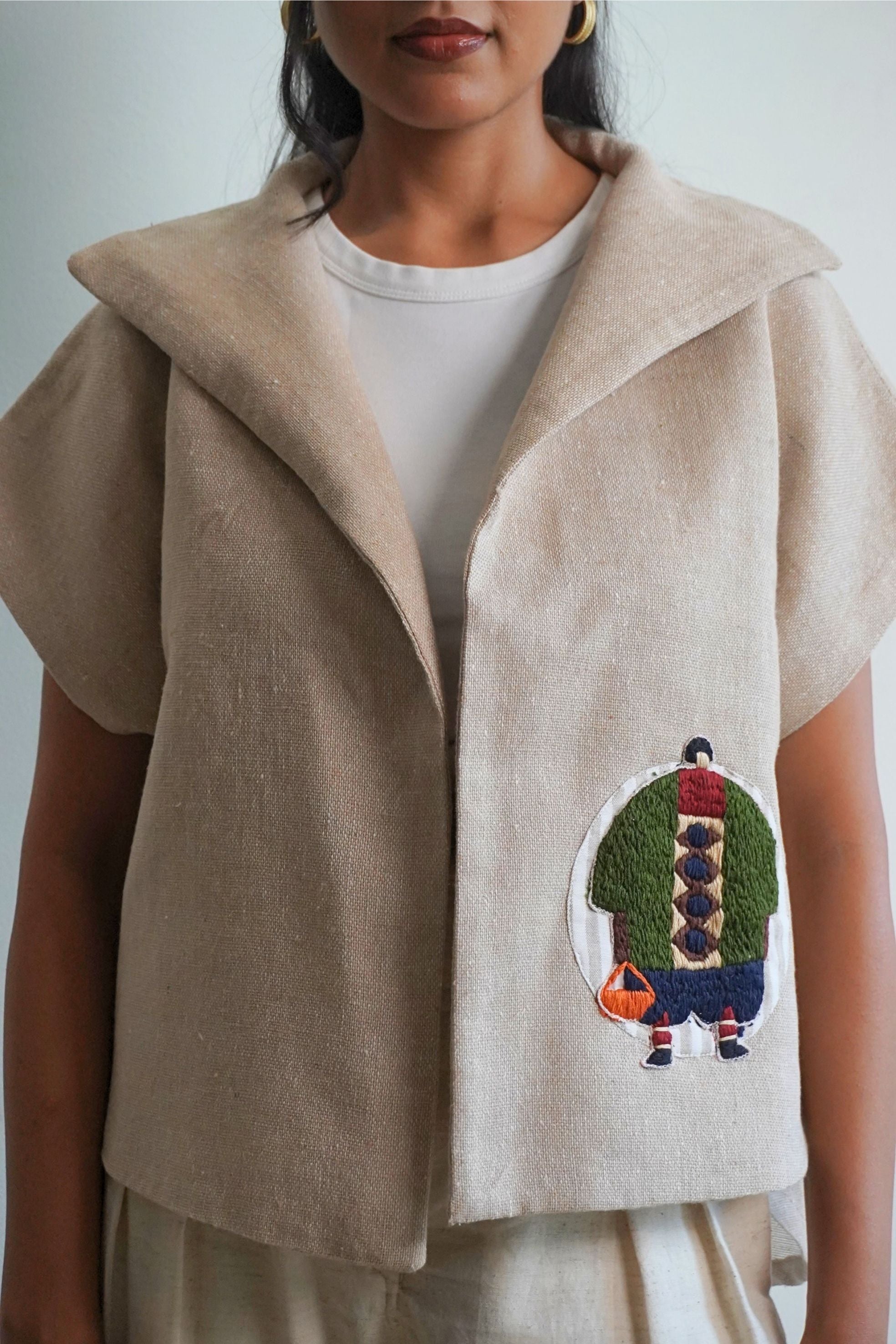 The Everyday Embroidered Soul Jacket Cape (Green Motif)