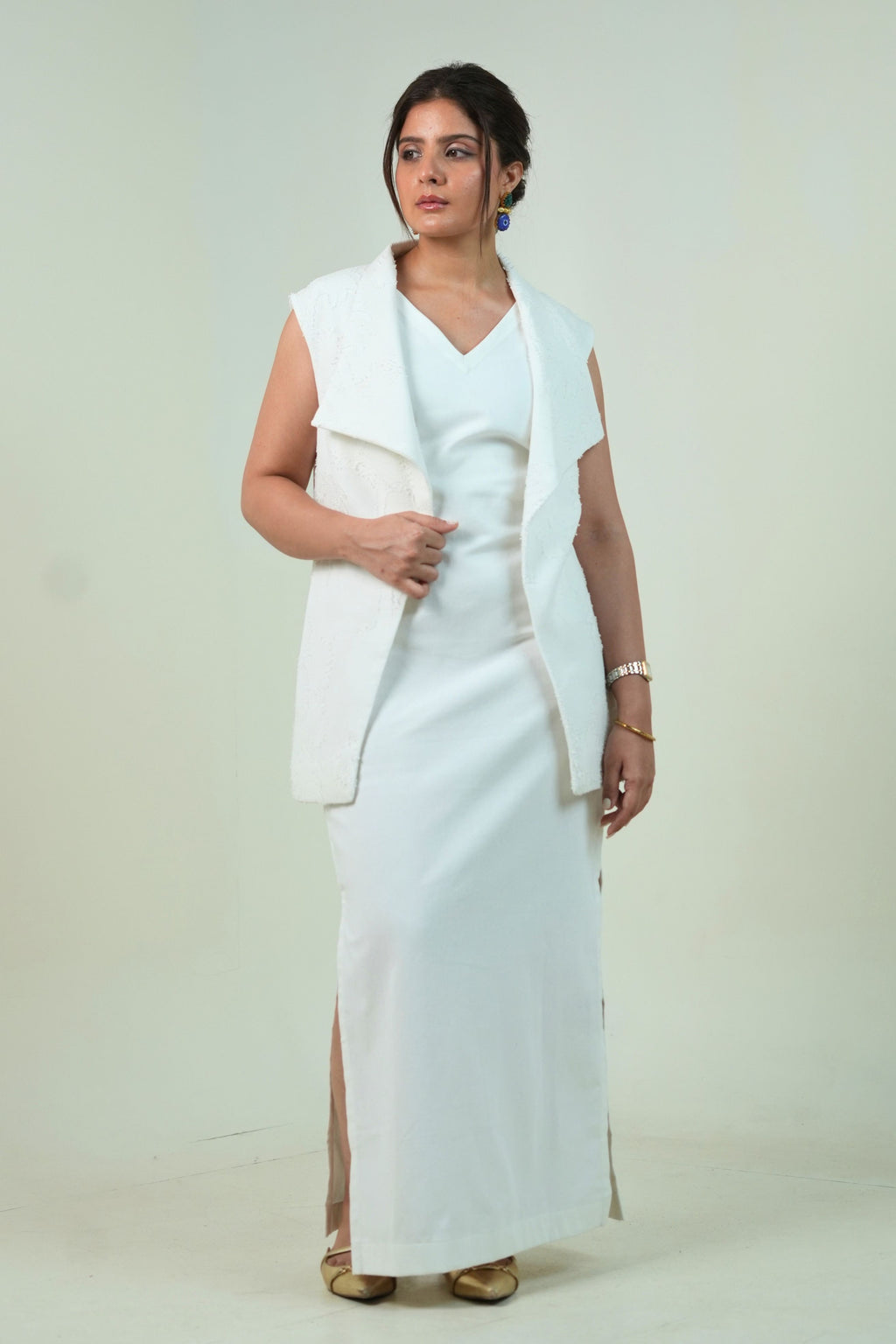 ⁠The Palm Conscious Jacket Dress (White)
