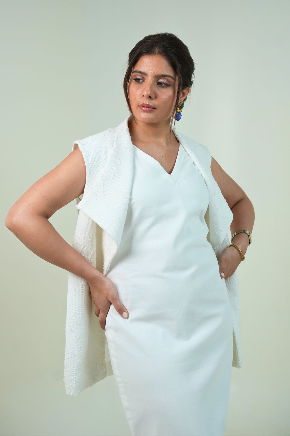 ⁠The Palm Conscious Jacket Dress (White)