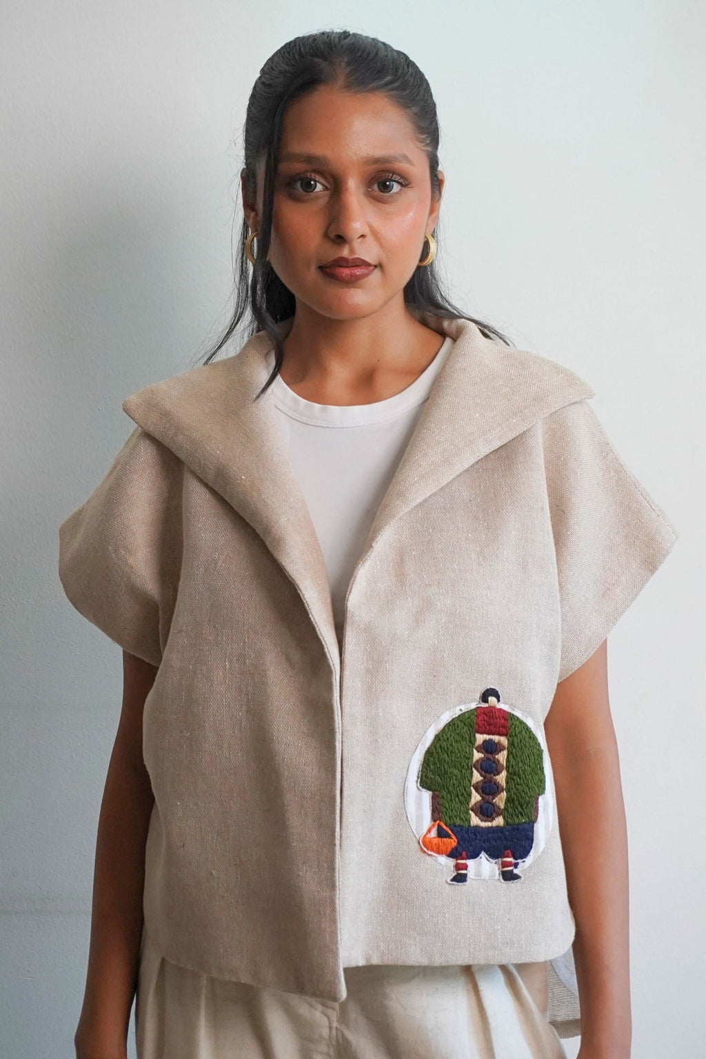 The Everyday Embroidered Soul Jacket Cape (Green Motif)