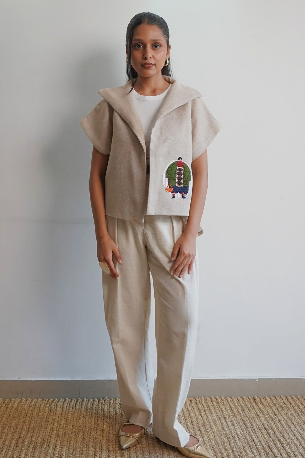 The Everyday Embroidered Soul Jacket Cape (Green Motif)