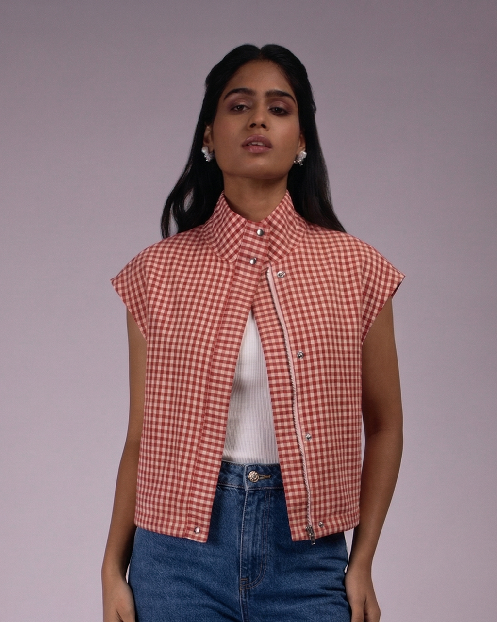 Red Checked-Three Mark Jacket