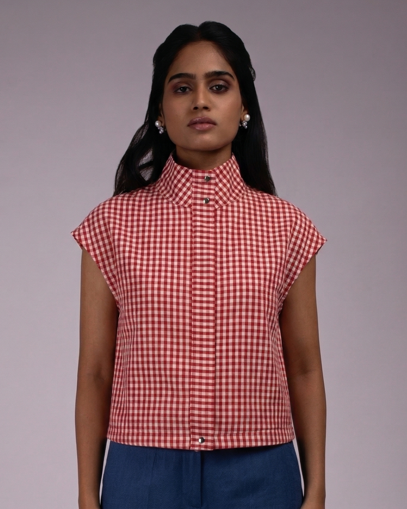 Red Checked-Three Mark Jacket