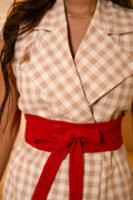 The Minimal Checks Jacket Top, With Belt
