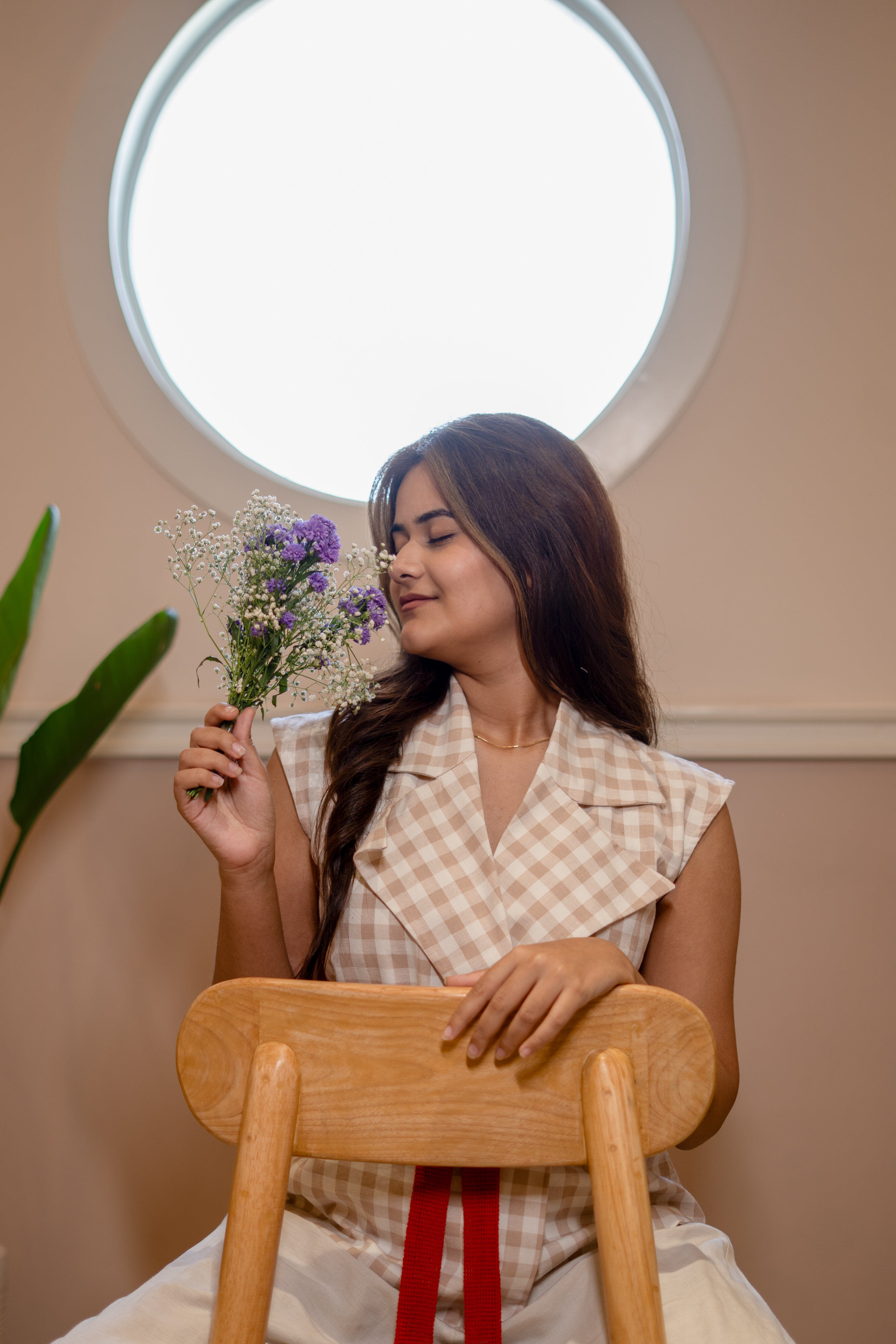 The Minimal Checks Jacket Top, With Belt